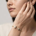 Women's Geometric Crystal Stone Open Cuff Bangle