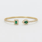 Women's Geometric Crystal Stone Open Cuff Bangle