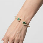 Women's Geometric Crystal Stone Open Cuff Bangle