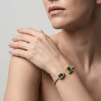 Women's Geometric Crystal Stone Open Cuff Bangle
