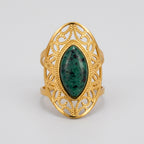 Women's Green Stone Filigree Oval Ring