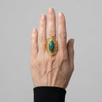 Women's Green Stone Filigree Oval Ring
