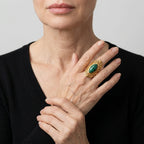 Women's Green Stone Filigree Oval Ring