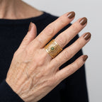 Women's Green Stone Mandala Wide Ring