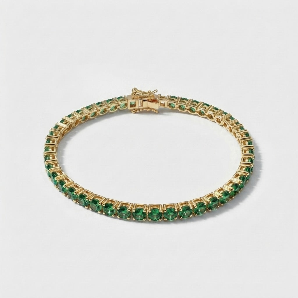 Women's Green Stone Tennis Bracelet