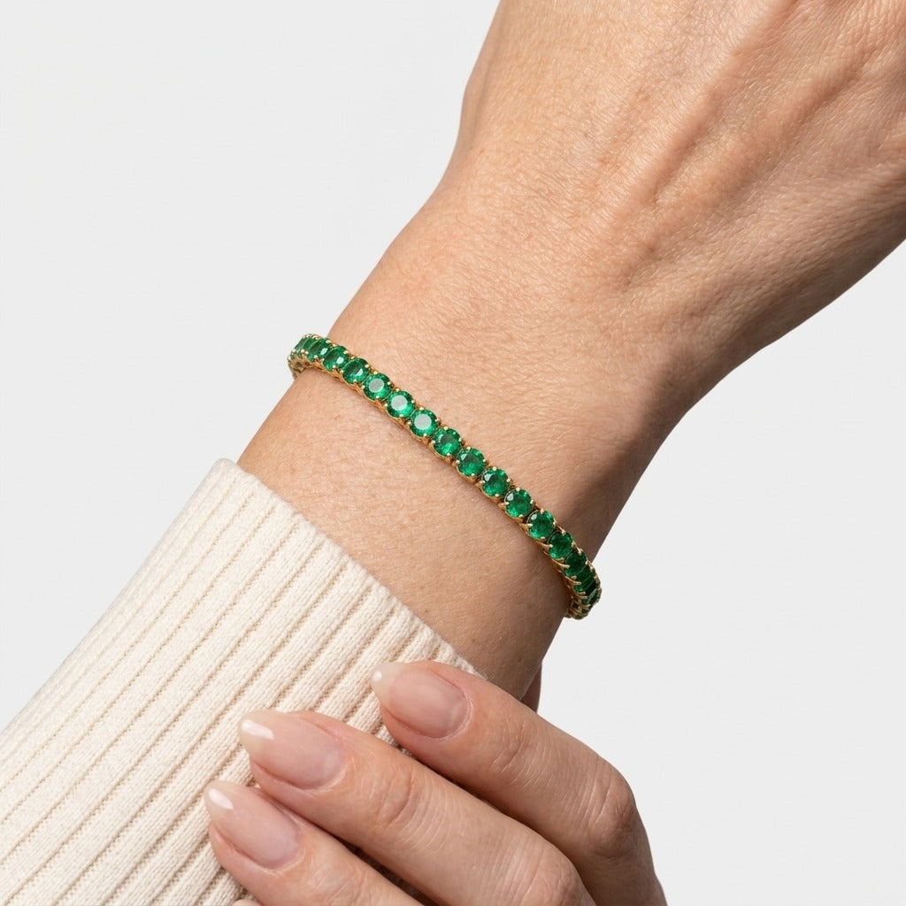 Women's Green Stone Tennis Bracelet