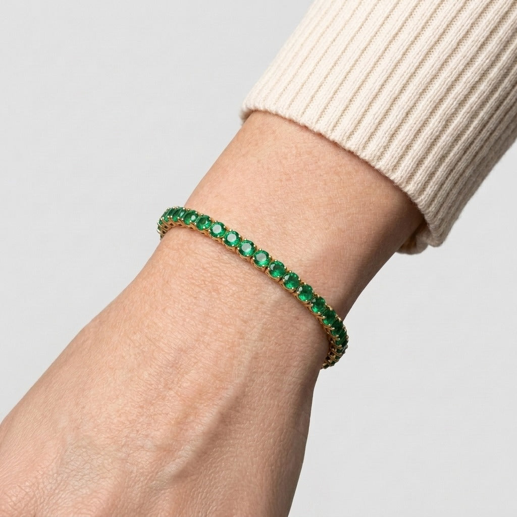 Women's Green Stone Tennis Bracelet