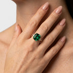 Women's Green Stone Three Stone Ring