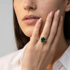 Women's Green Stone Three Stone Ring