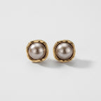 Women's Grey Faux Pearl Stud Earrings