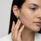 Women's Grey Faux Pearl Stud Earrings
