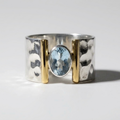 Women's Hammered Blue Stone Ring