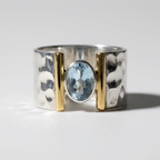 Women's Hammered Blue Stone Ring