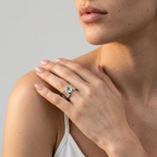 Women's Hammered Blue Stone Ring