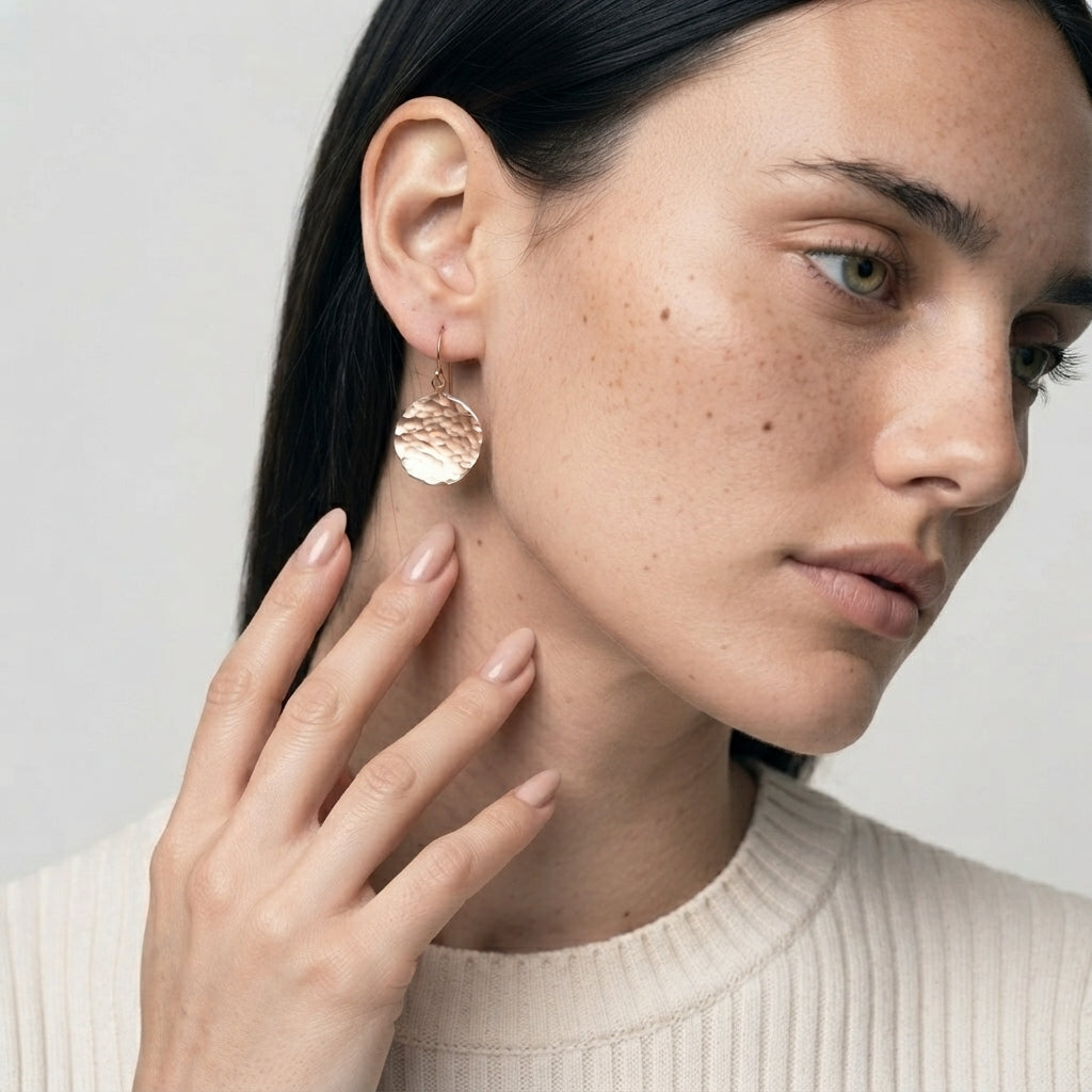 Women's Hammered Disc Drop Earrings