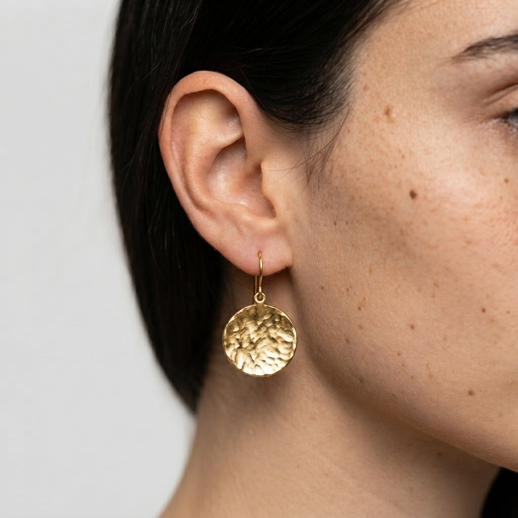 Women's Hammered Disc Drop Earrings