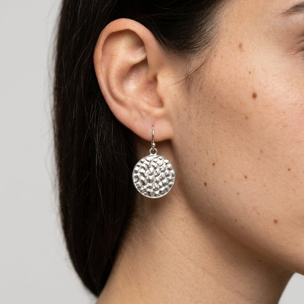 Women's Hammered Disc Drop Earrings