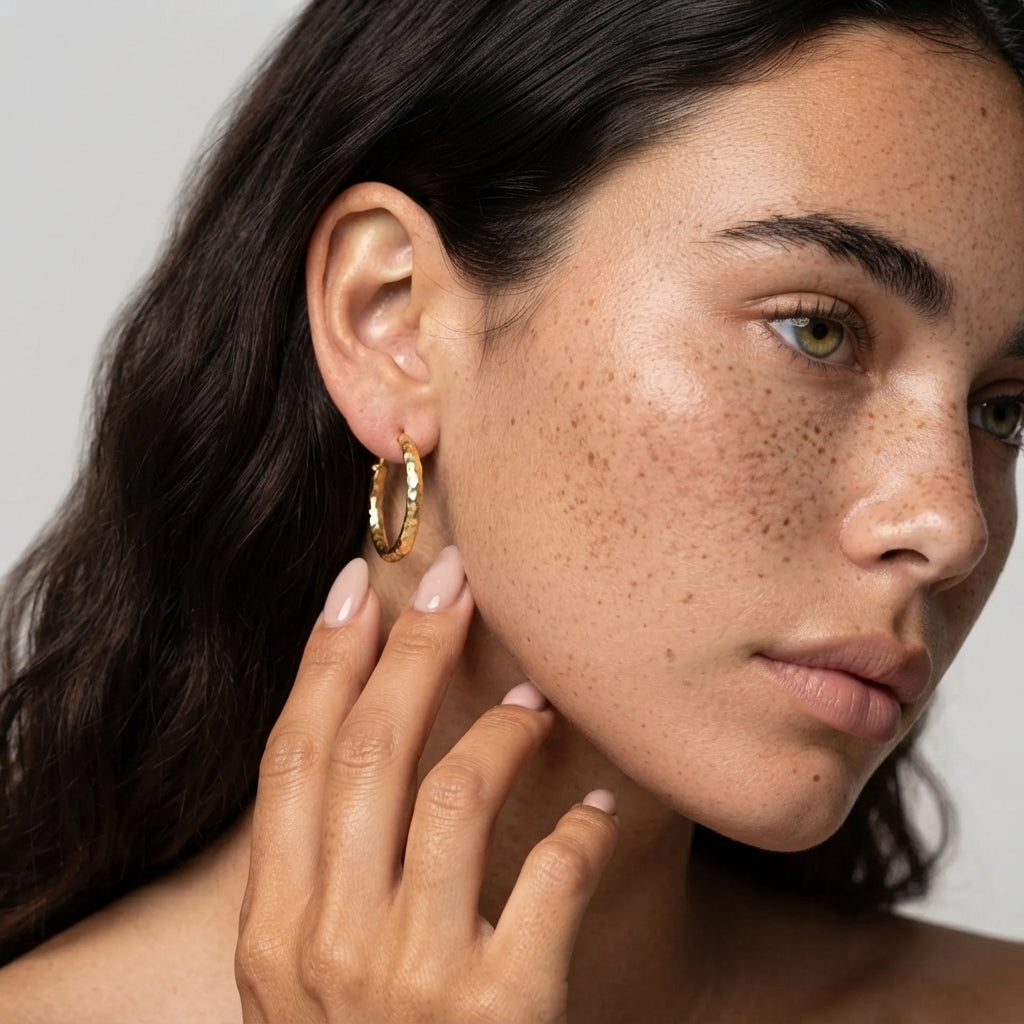 Women's Hammered Hoop Earrings