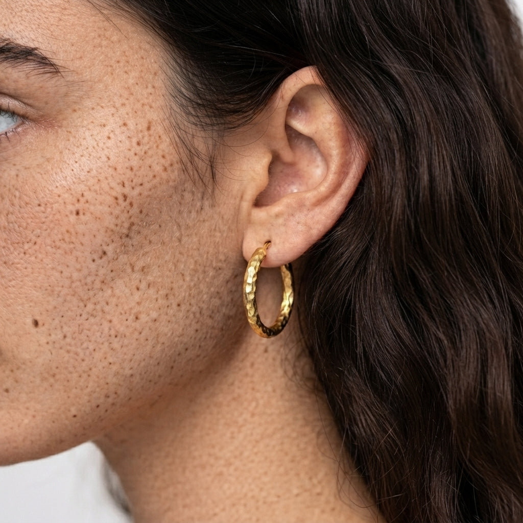 Women's Hammered Hoop Earrings
