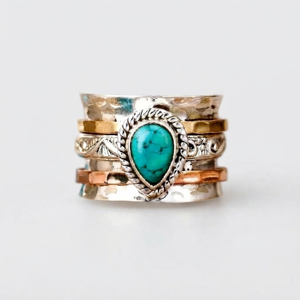 Women's Hammered Natural Stone Ring