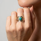 Women's Hammered Natural Stone Ring