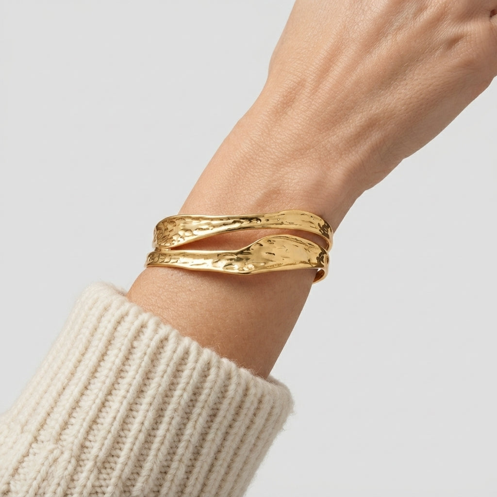 Women's Hammered Open Cuff Bangle