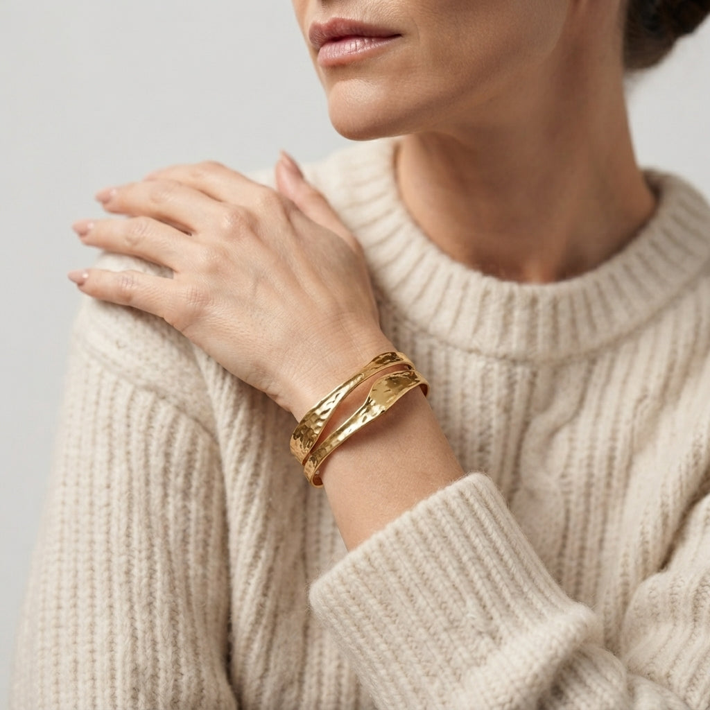 Women's Hammered Open Cuff Bangle