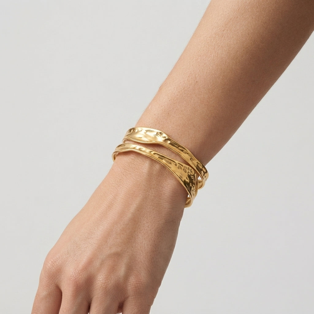 Women's Hammered Open Cuff Bangle