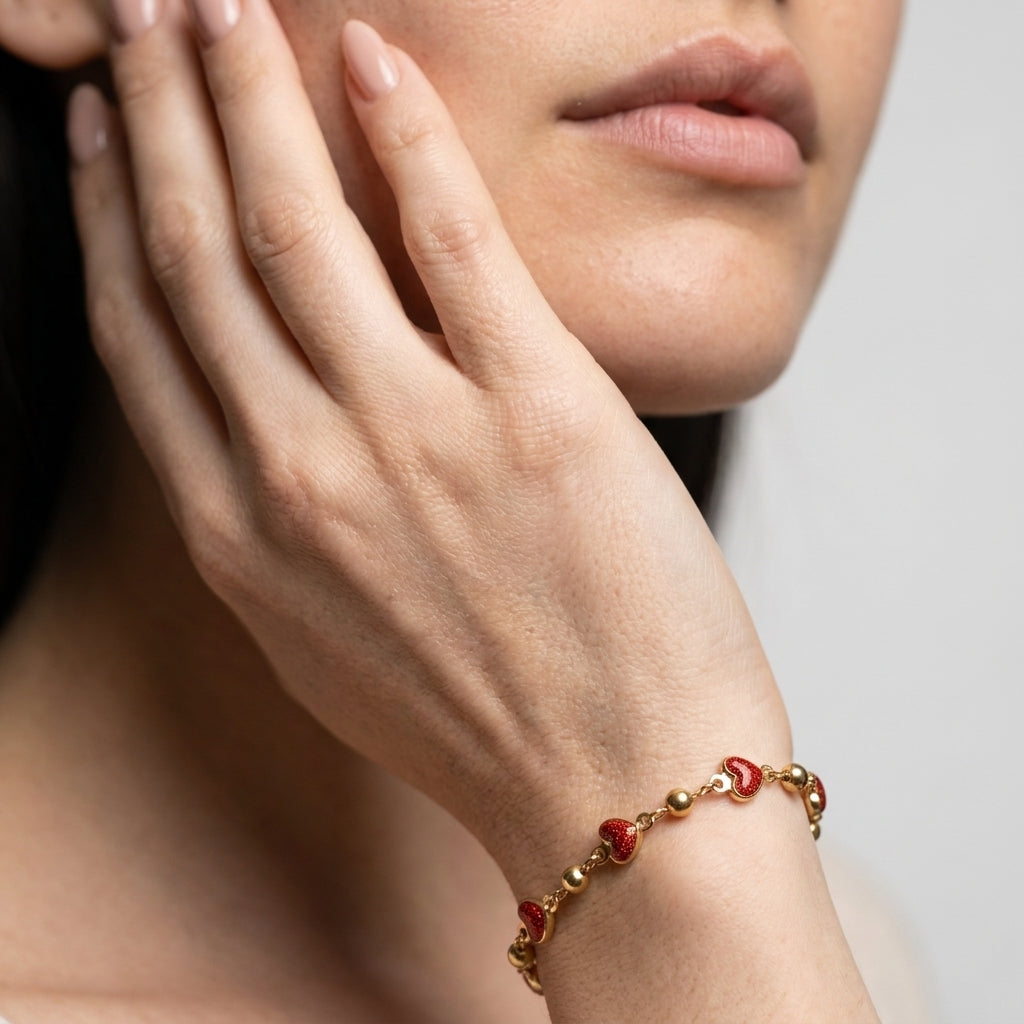 Women's Heart Bead Station Bracelet