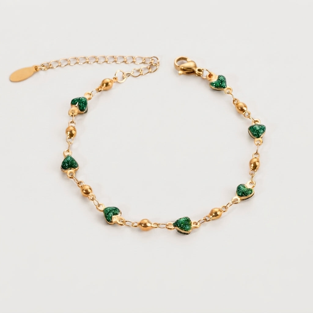 Women's Heart Bead Station Bracelet