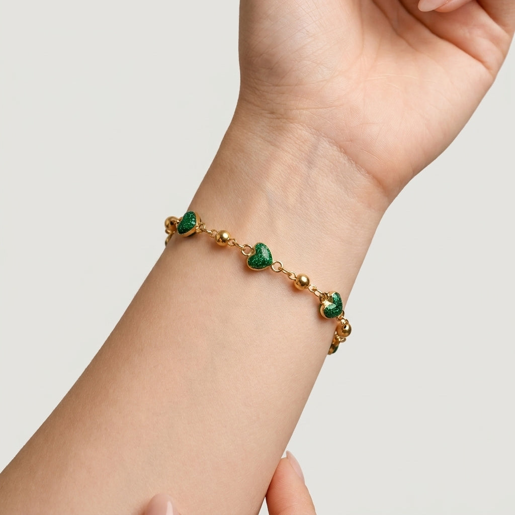 Women's Heart Bead Station Bracelet