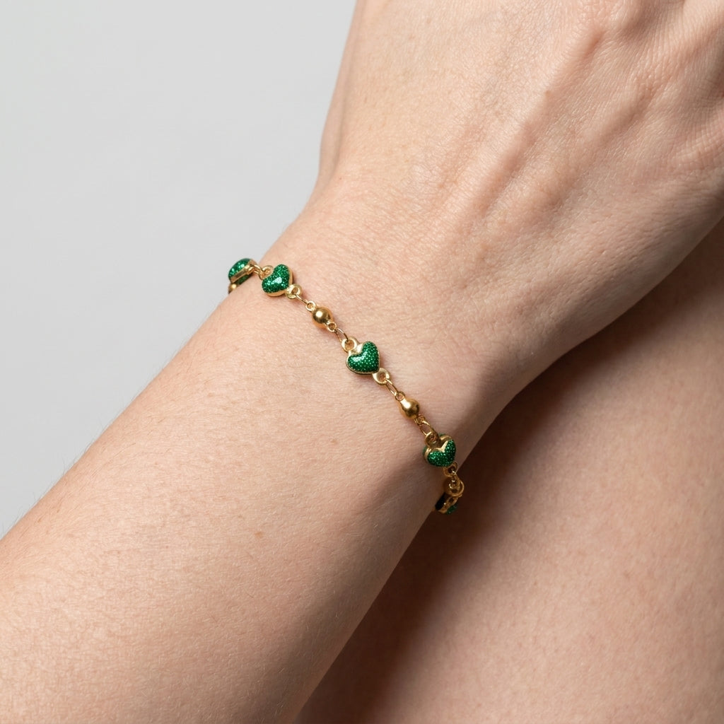 Women's Heart Bead Station Bracelet