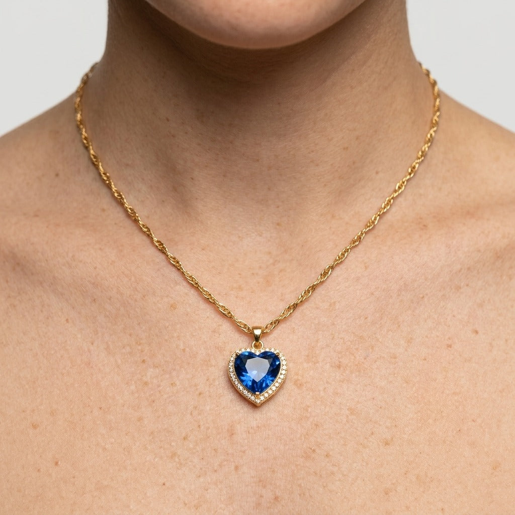 Women's Heart Blue Stone Necklace