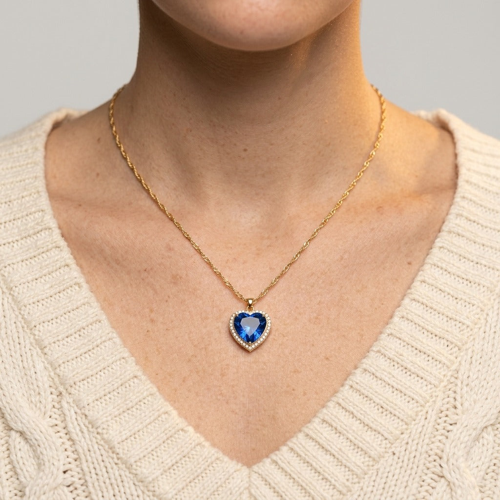 Women's Heart Blue Stone Necklace