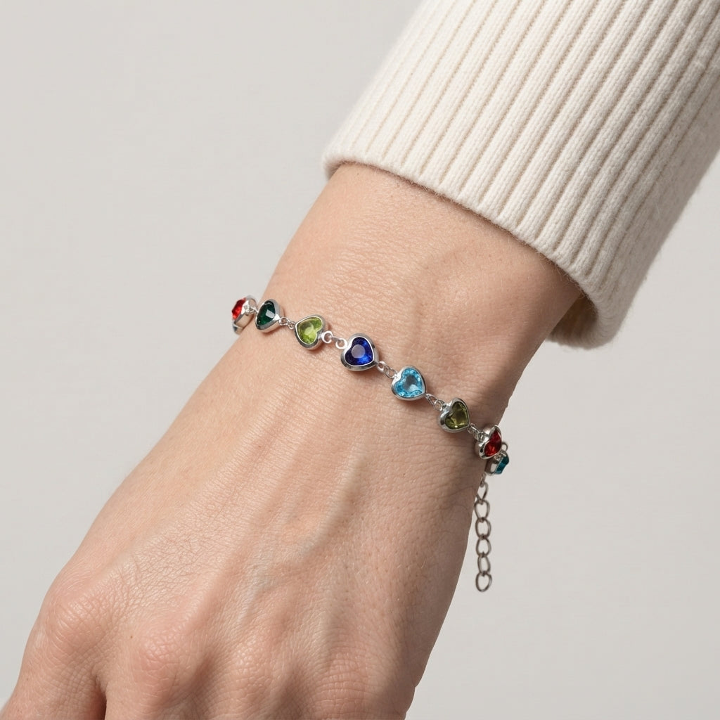 Women's Heart Charm Station Bracelet