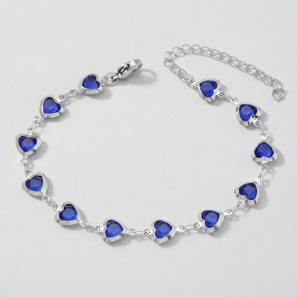 Women's Heart Charm Station Bracelet