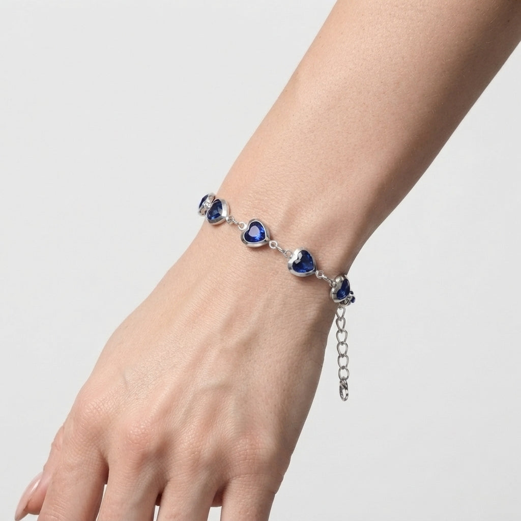 Women's Heart Charm Station Bracelet