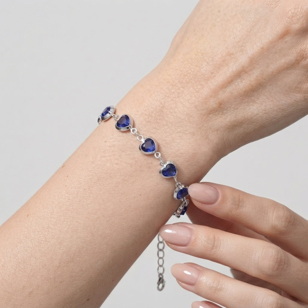 Women's Heart Charm Station Bracelet