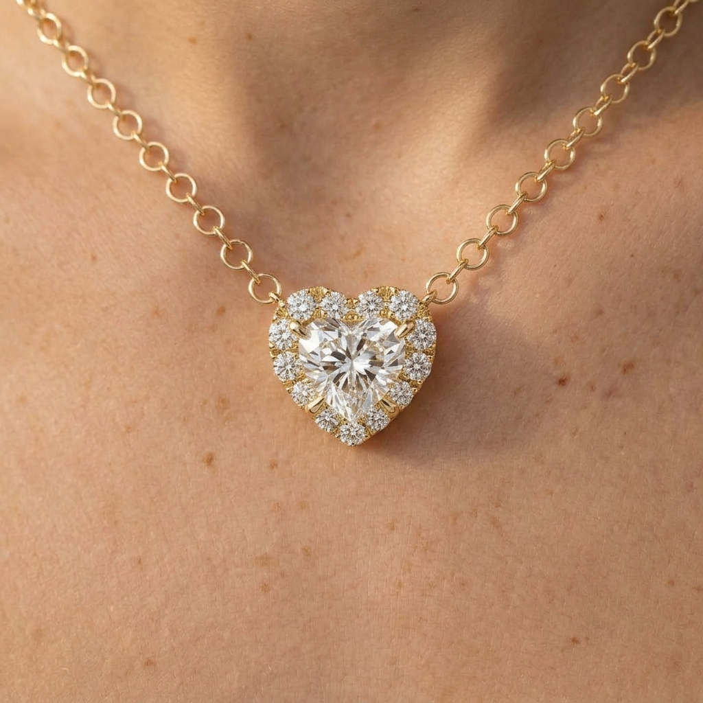 Women's Heart Cluster Pendant Necklace