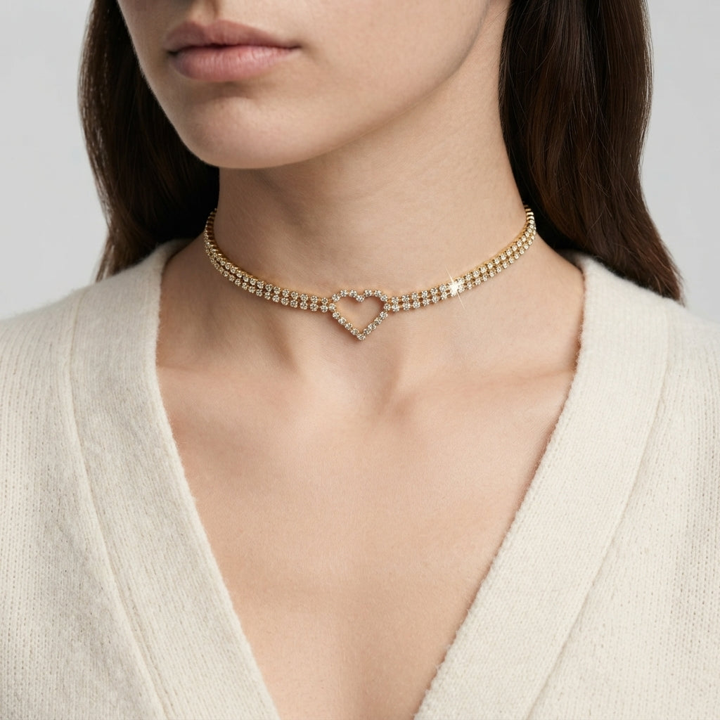 Women's Heart Crystal Choker