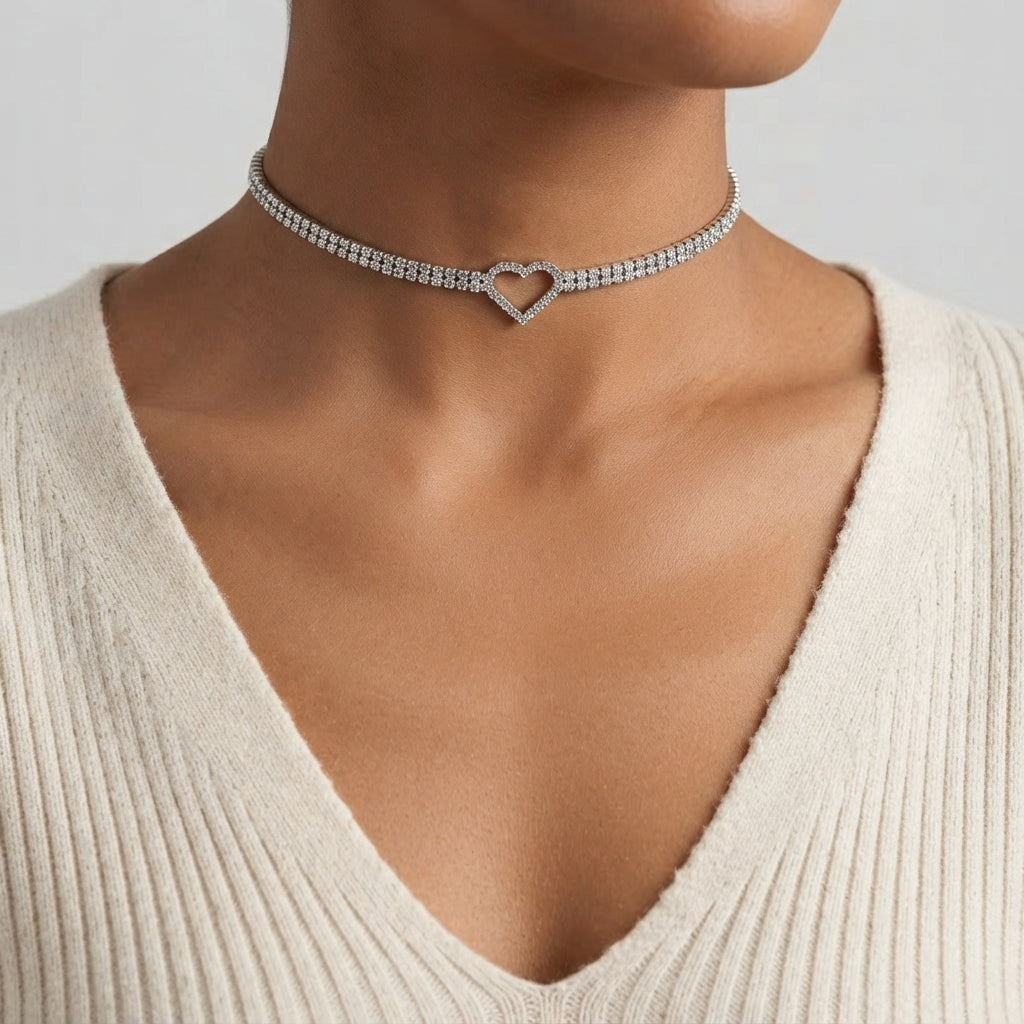 Women's Heart Crystal Choker