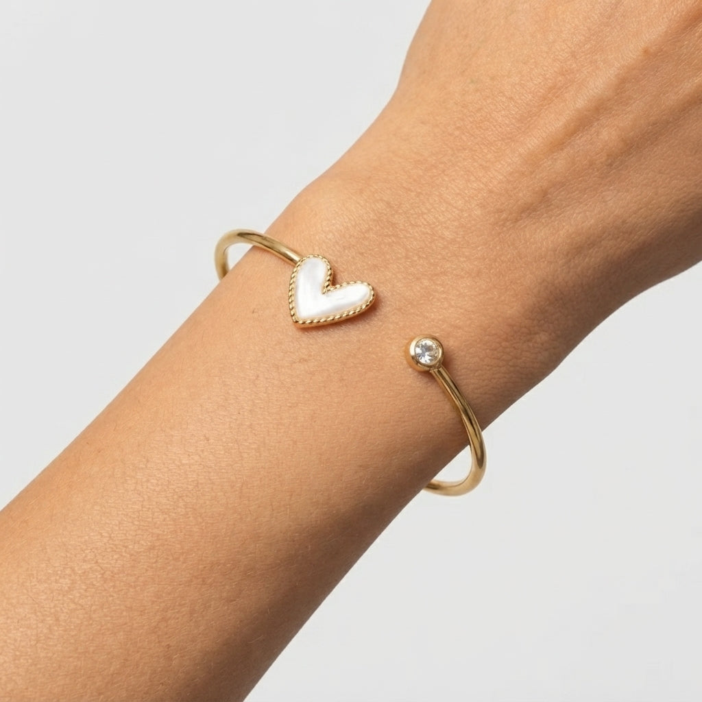 Women's Heart Crystal Cuff Bangle
