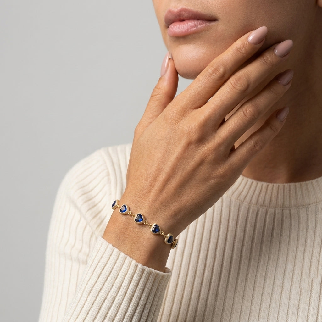 Women's Heart Crystal Station Bracelet