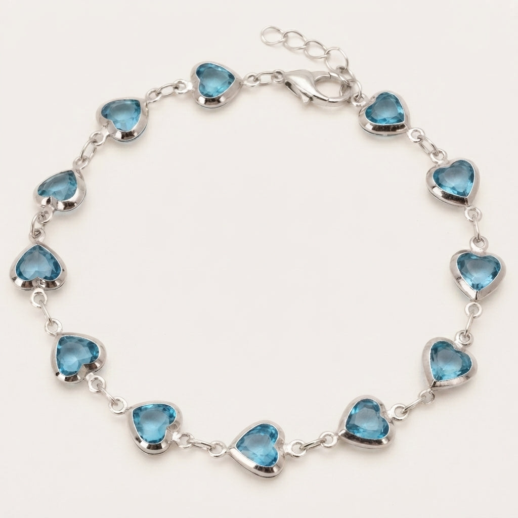 Women's Heart Crystal Station Bracelet