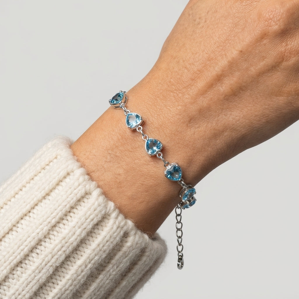 Women's Heart Crystal Station Bracelet