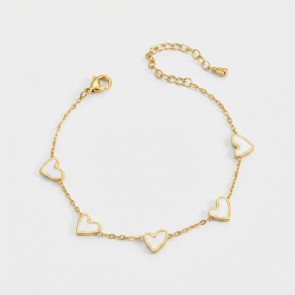 Women's Heart Enamel Station Bracelet