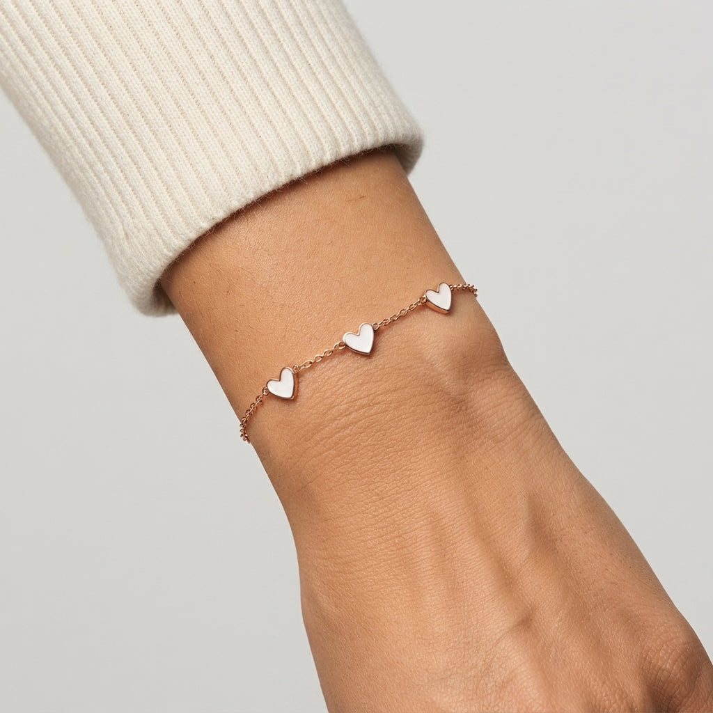 Women's Heart Enamel Station Bracelet