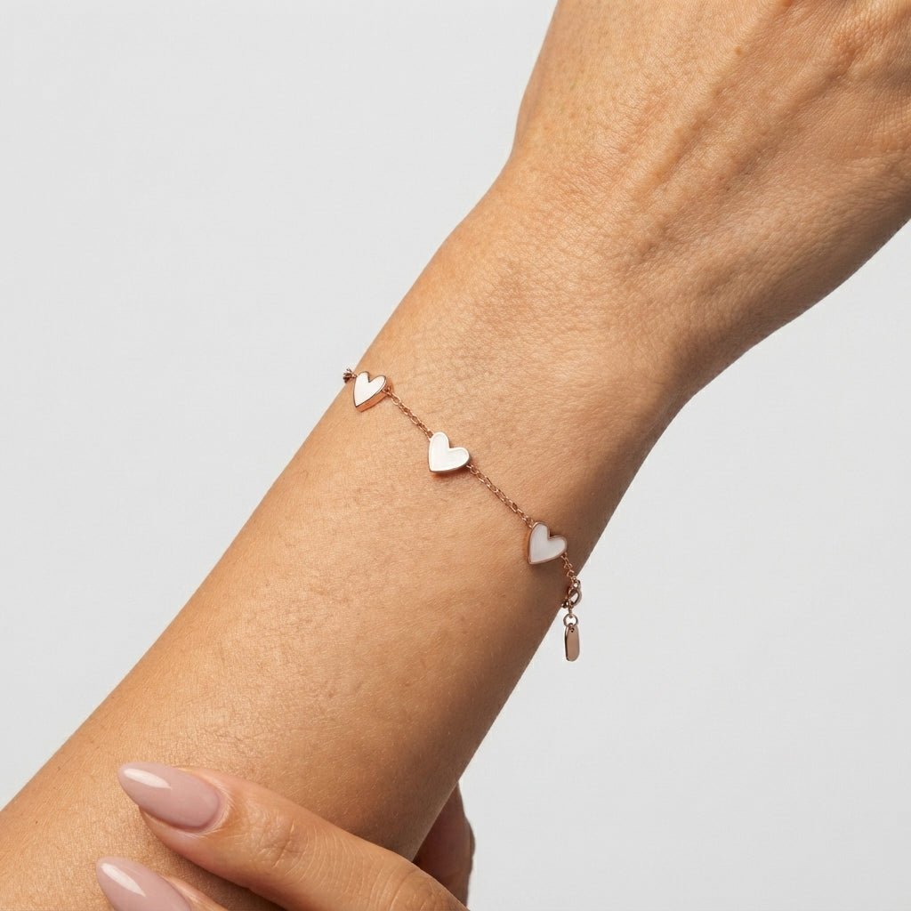Women's Heart Enamel Station Bracelet