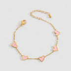 Women's Heart Enamel Station Bracelet
