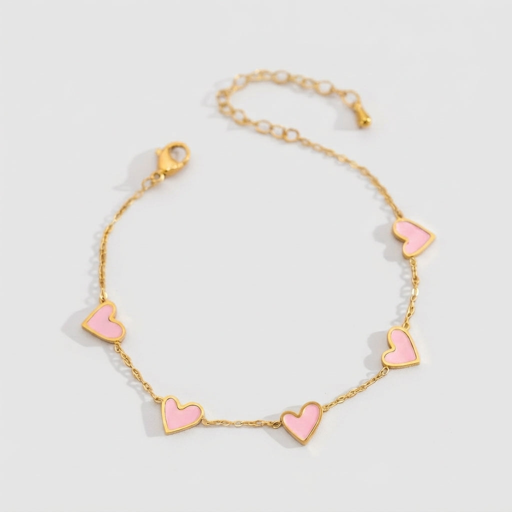 Women's Heart Enamel Station Bracelet